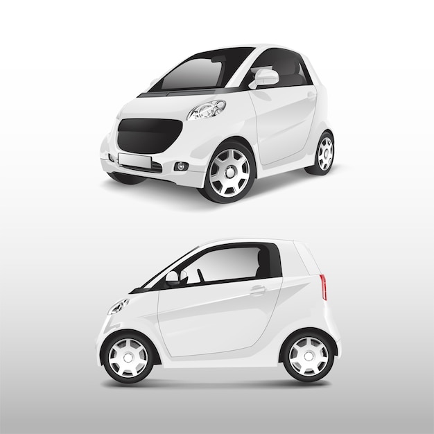 Free vector white compact hybrid car vector