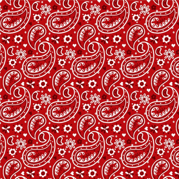 Vettore gratuito contorno bianco del reticolo senza giunte di bandana paisley