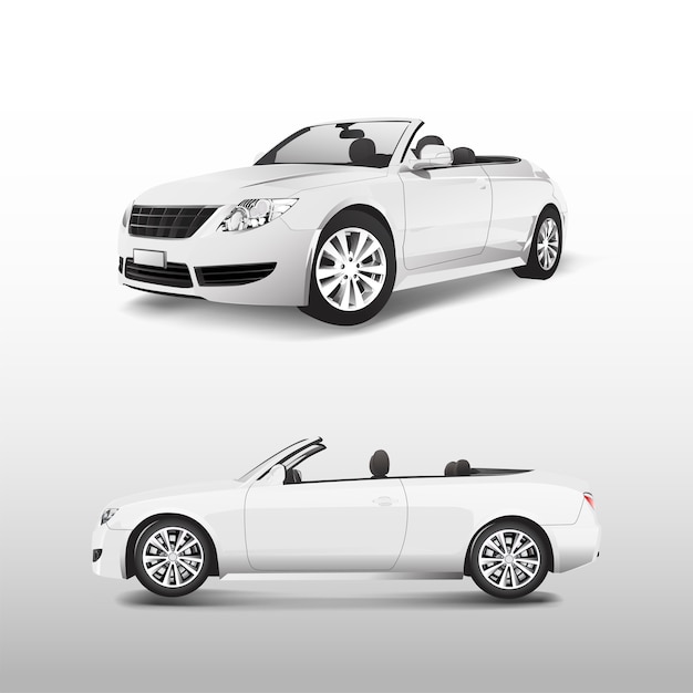 White convertible car isolated on white vector