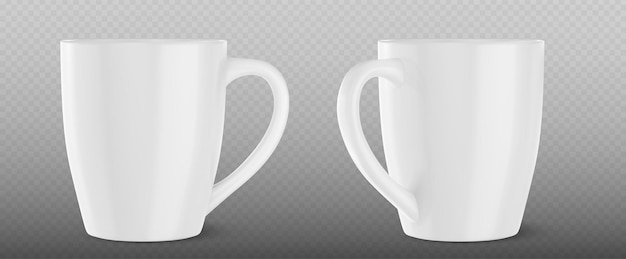 Vettore gratuito tazza bianca mockup modello tazza da caffè vettore 3d