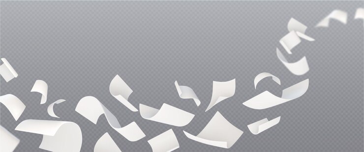 Free Vector white curled paper sheet flying diagonally