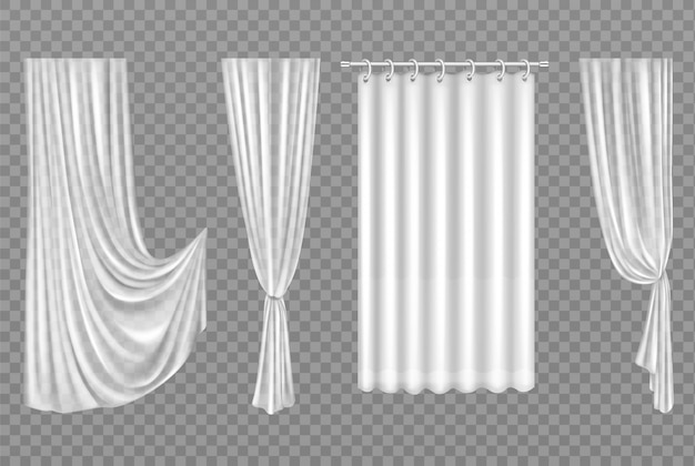 Free vector white curtains isolated on transparent
