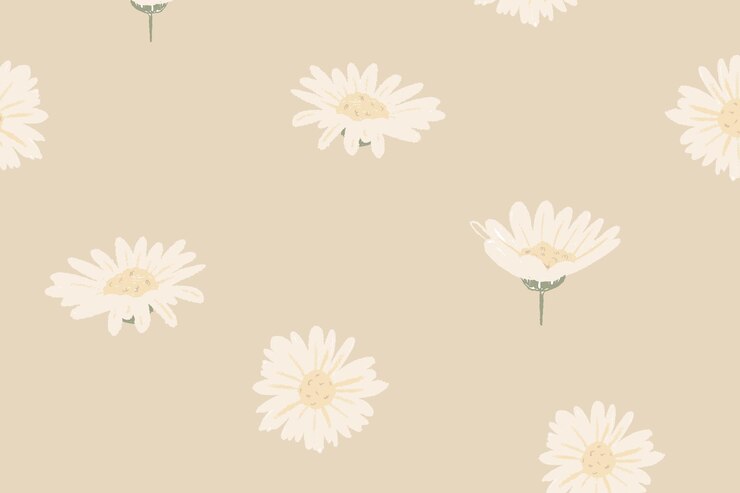 Free Vector white daisy floral pattern vector on beige background