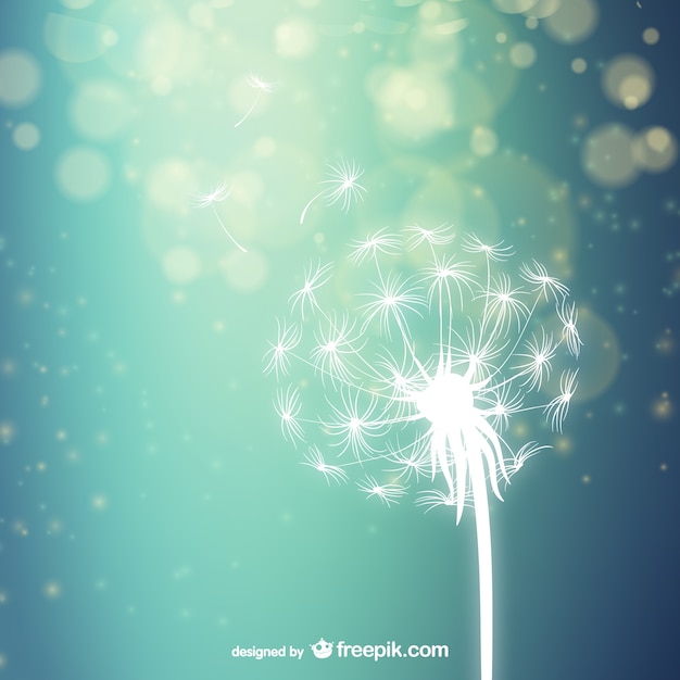 White dandelion silhouette