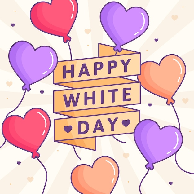 Free vector white day in illustration with heart balloons