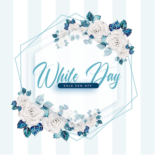 White Day Sale Banner Poster Design Free Vector