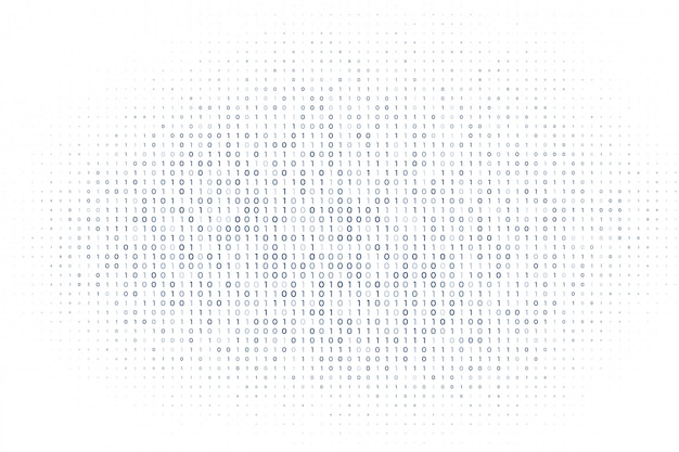 White digital matrix of binary code numbers background