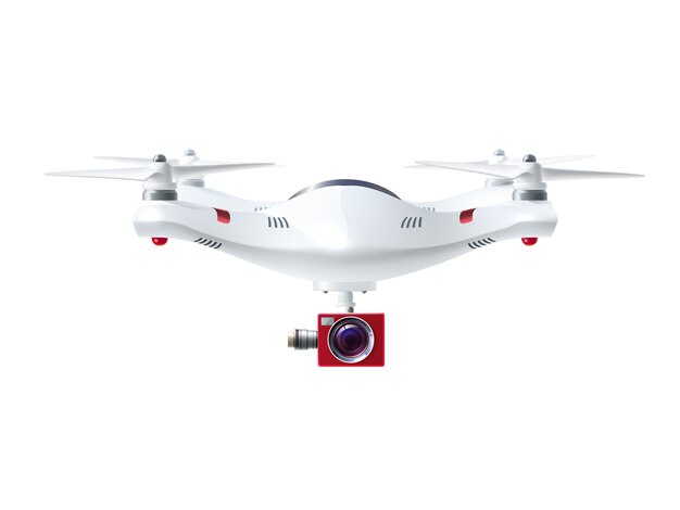 White Drone With Red Camera