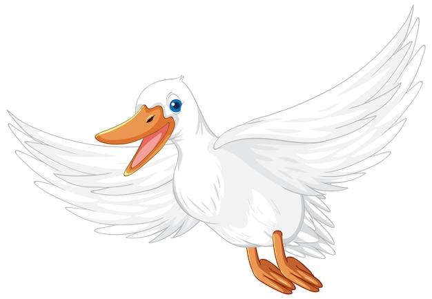 Free vector white duck cartoon character on white background