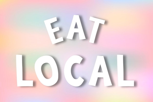 Free vector white eat local doodle typography on a pastel background vector