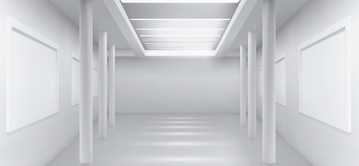 Free Vector white empty art gallery abstract room background
