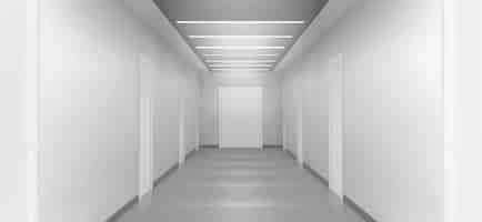 Free vector white empty corridor 3d hospital clinic office