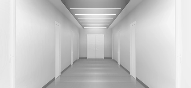 White empty corridor 3d hospital clinic office