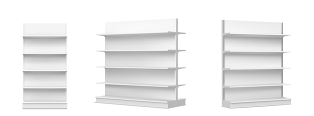 Free vector white empty supermarket shelf mockup