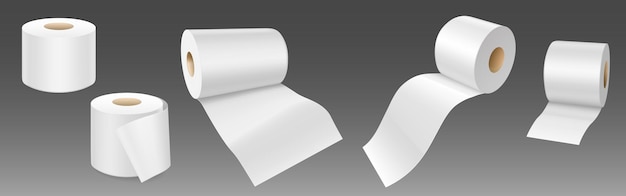 Free vector white empty toilet paper rolls stand and lay