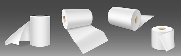 Free vector white empty toilet paper rolls stand and lay