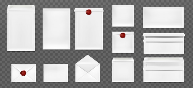 Free vector white envelopes with red wax seal