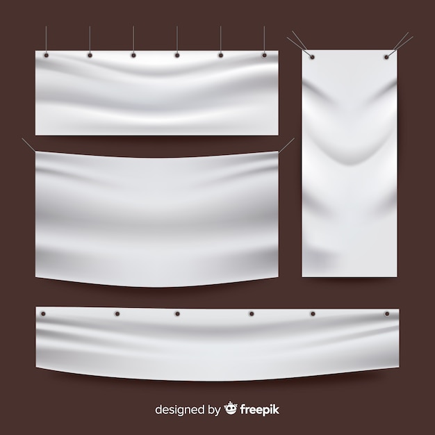 White Fabric Banner Collection: High-Quality Vector Templates