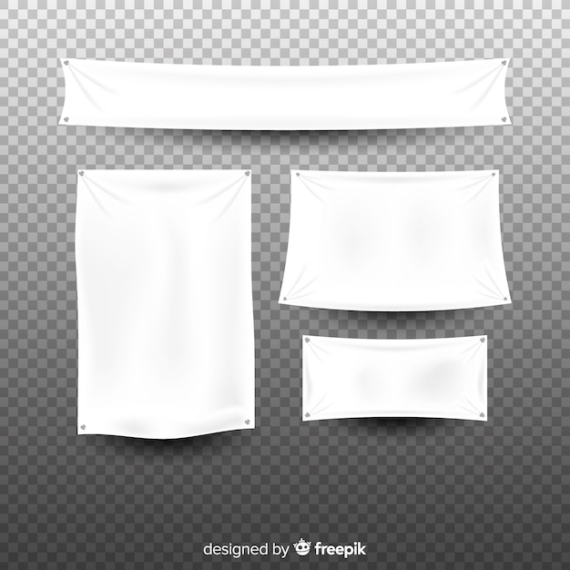 White fabric banner collection