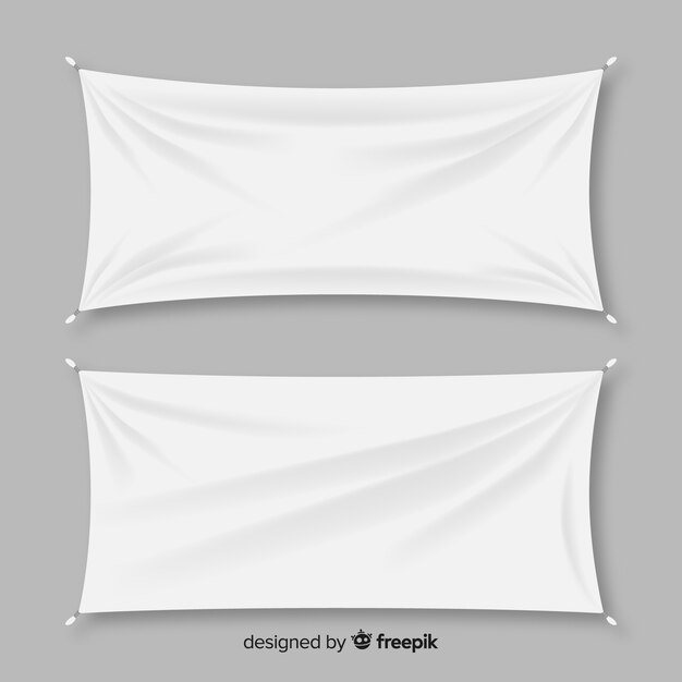 White fabric banner set