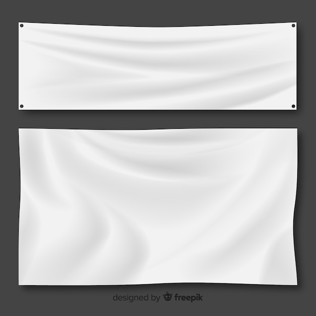 White fabric banner set