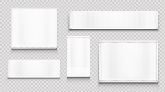 Free vector white fabric tags, cloth labels different shapes