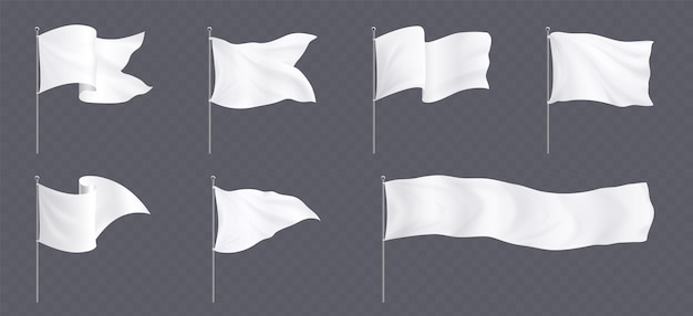Бесплатное векторное изображение Макет белых флагов и вымпелов на столбах