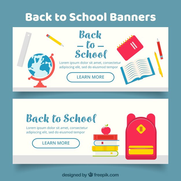 White flat back to school banners