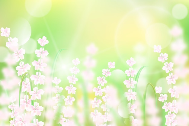 Free vector white flowers realistic blurred spring background