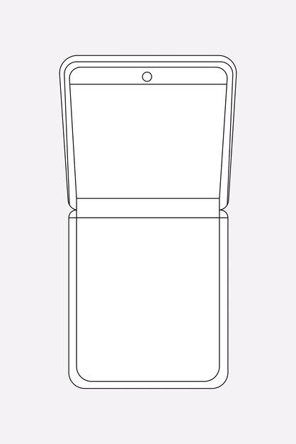 White foldable phone, blank screen, flip phone vector illustration