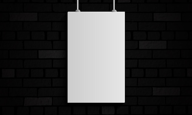 White frame on dark brick wall. design for your website.