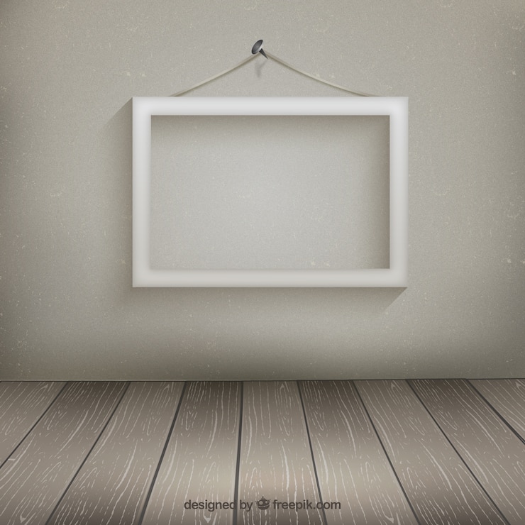 Free Vector white frame hanging on the wall