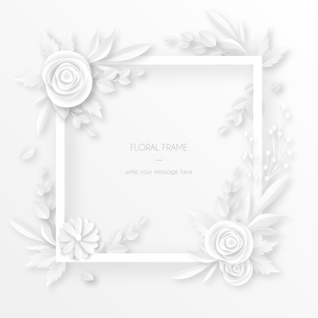 Белая рамка с цветочным декором