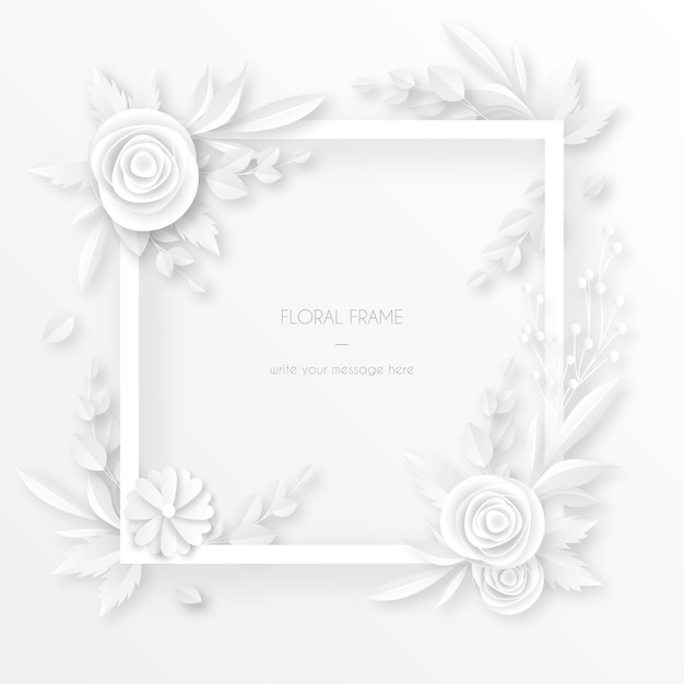 White Frame with Floral Decoration