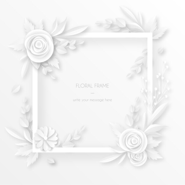 White Frame with Floral Decoration