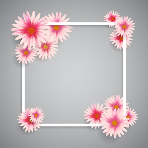 white frame with pink flowers