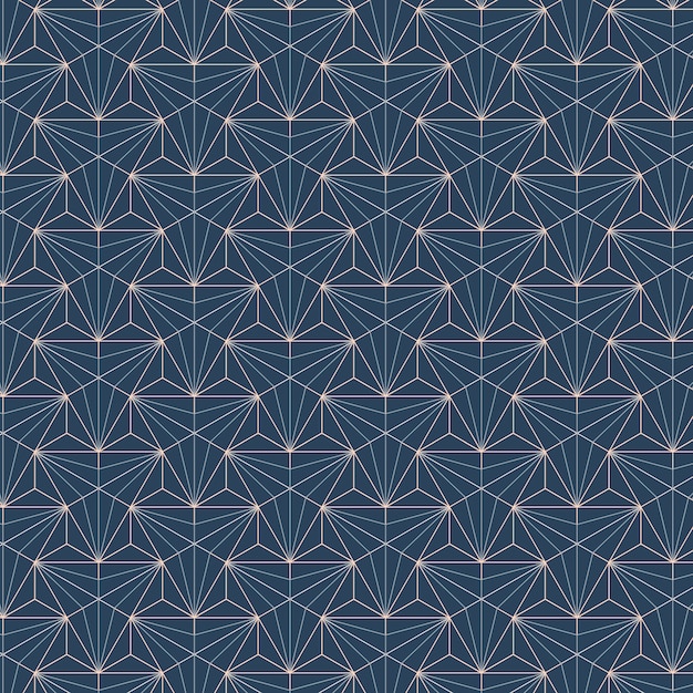 White geometric seamless patterns set on a blue background