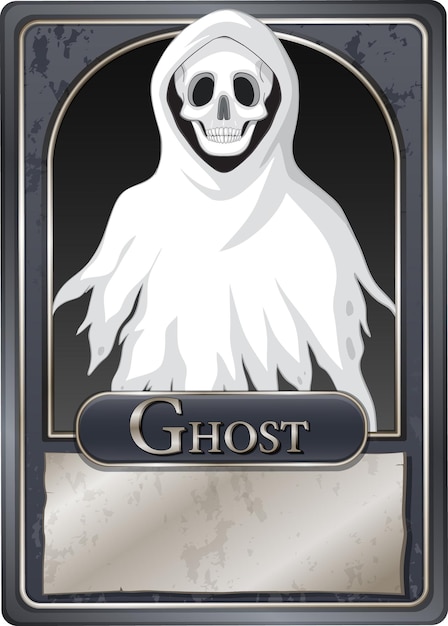 Free vector white ghost character game card template