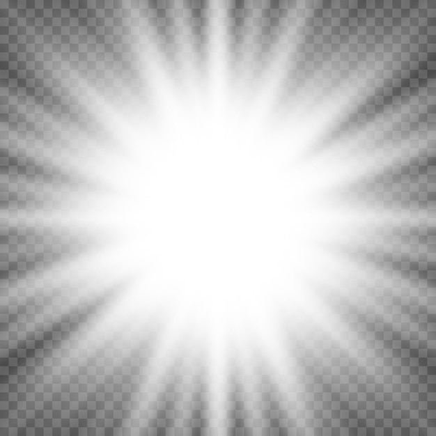 Бесплатное векторное изображение Белый светящийся свет вспышки всплеск взрыва на прозрачном фоне