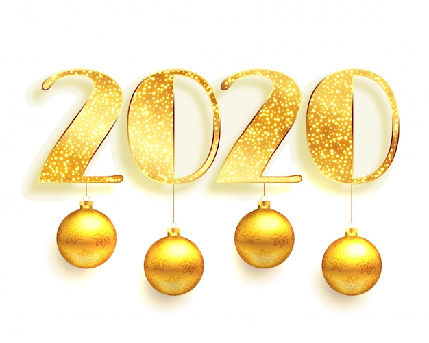 White and golden 2020 in sparkles style background