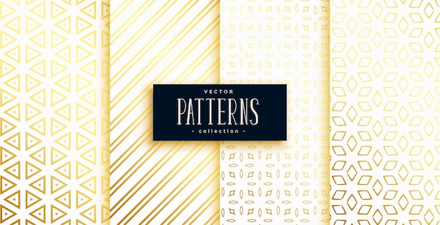 White and golden modern geometric shapes pattern set of four