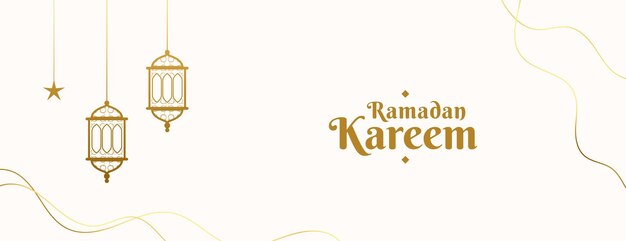 White and golden ramadan kareem festival banner design