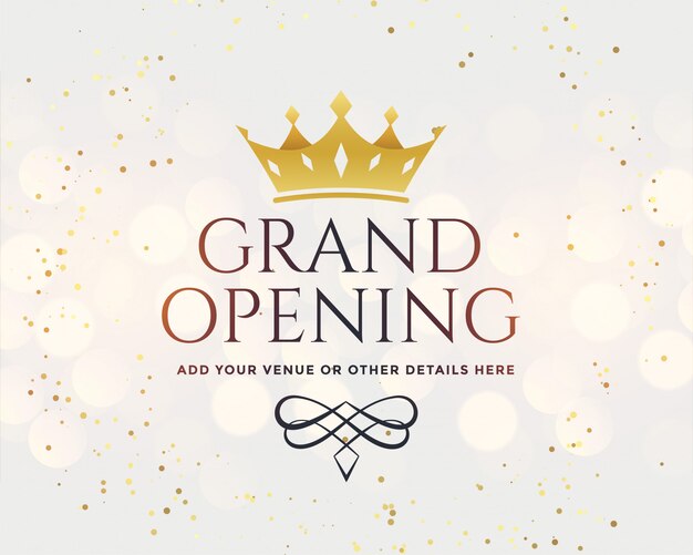 White grand opening with golden crown