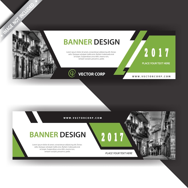 Free vector white and green banner