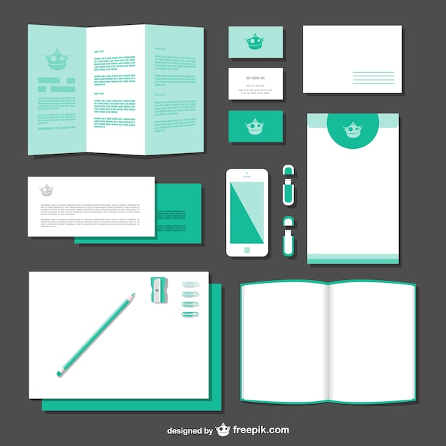 Free vector white and green branding mock up