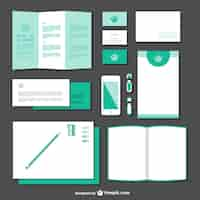 Free vector white and green branding mock up