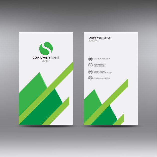 White and green business card