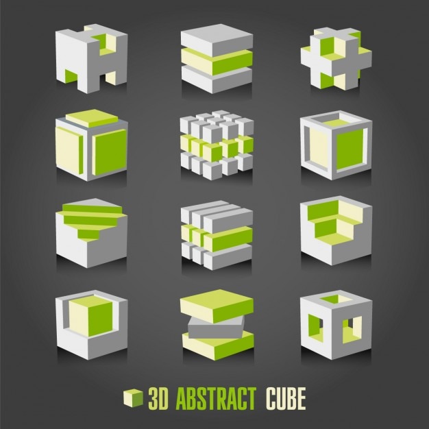 Free vector white and green cubes collection