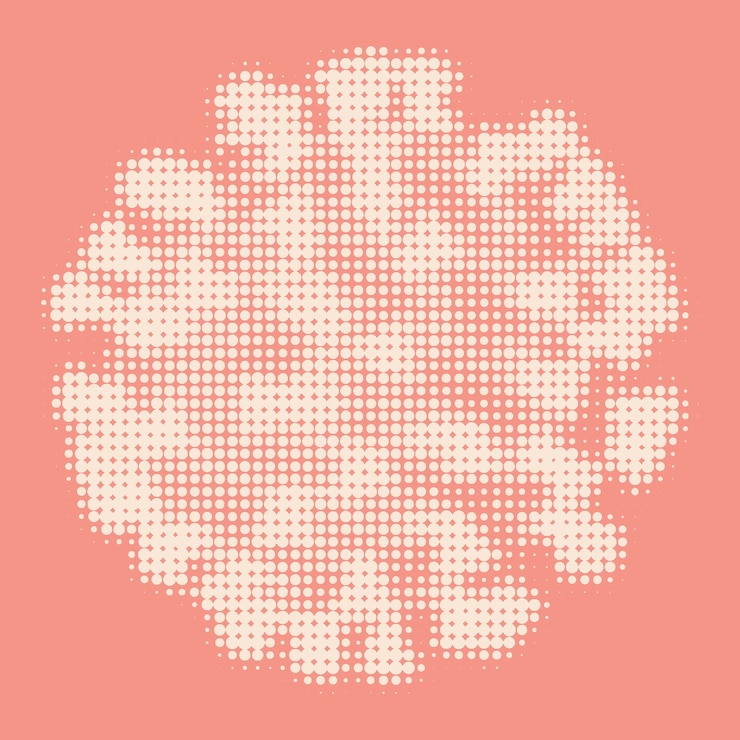 免費 Vector 白色半色冠状病毒在粉红色背景上的插图向量