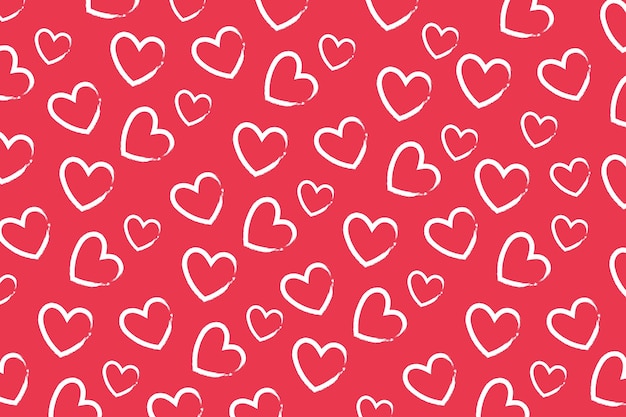 Бесплатное векторное изображение Белые рисованной сердца на красном фоне